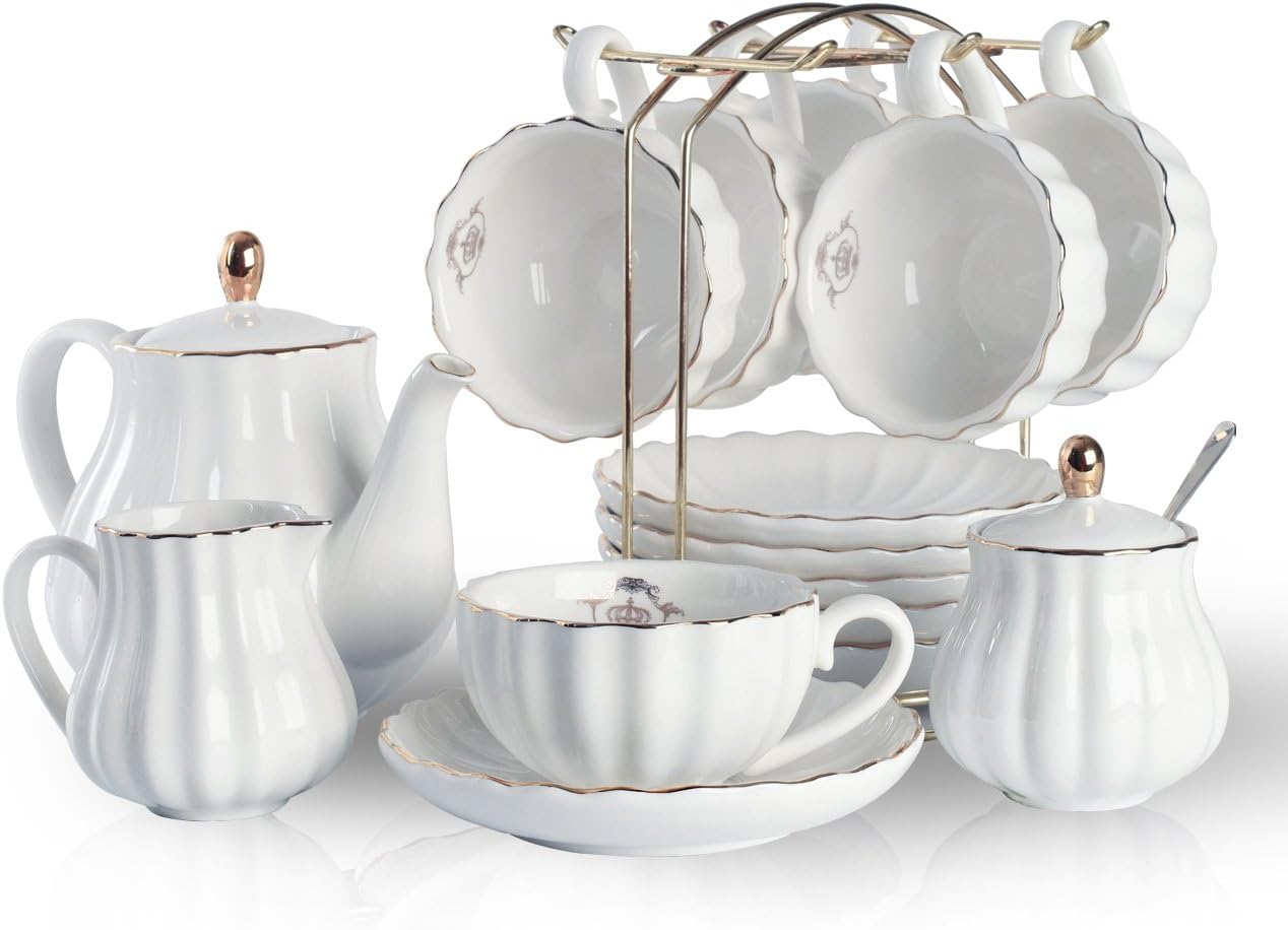 Coffee Tea Sugar - Pure White Porcelain Tea Set, British