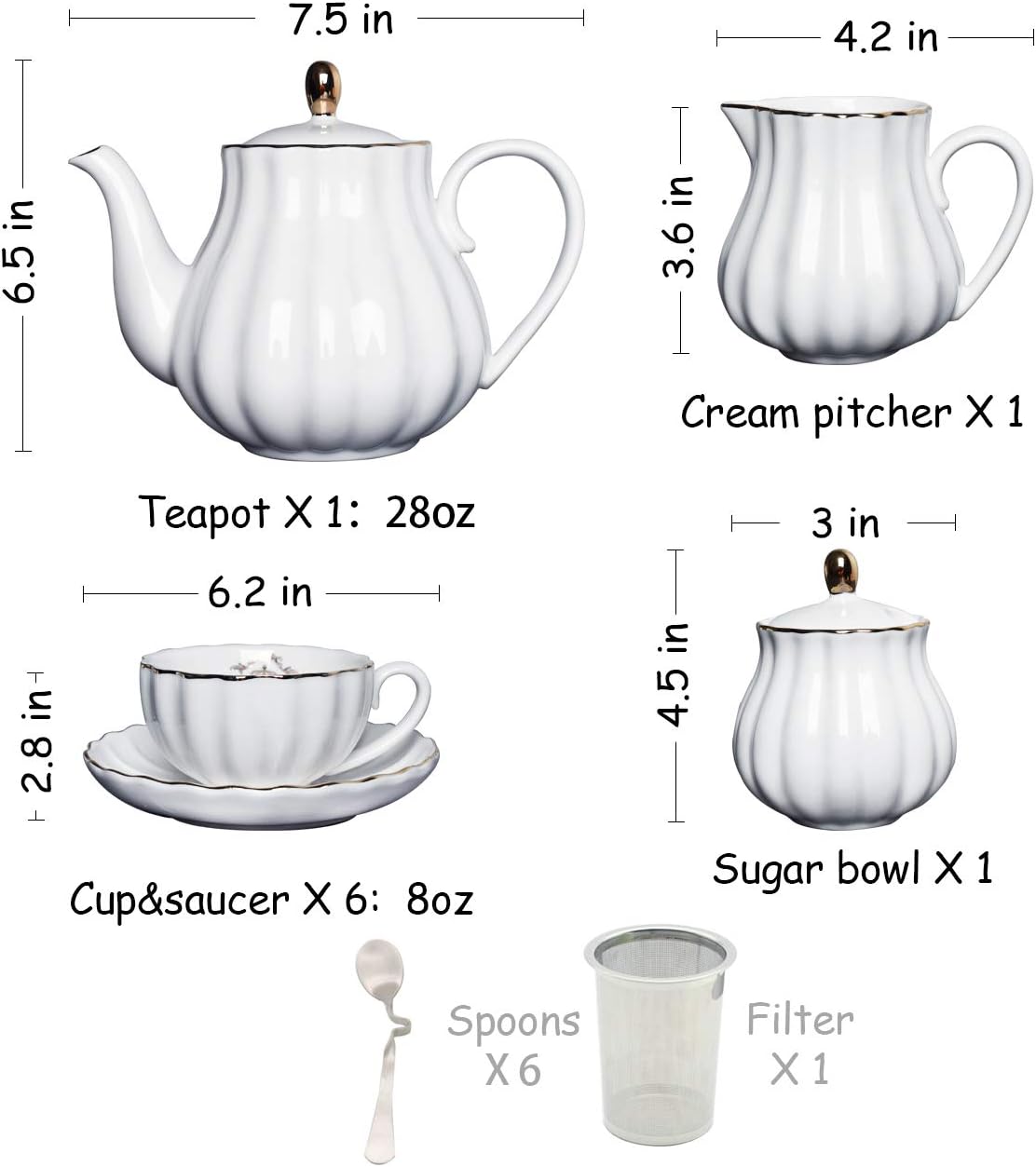 Pure White Porcelain Tea Set,  - Coffee Tea Sugar review and price